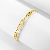 Hollow Roman Numeral Bracelet Titanium Steel Bangle