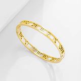 Hollow Roman Numeral Bracelet Titanium Steel Bangle