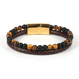 Double Layer Natural Stone Leather Punk Rock Bracelet