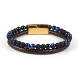Double Layer Natural Stone Leather Punk Rock Bracelet