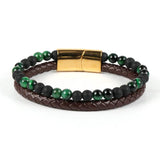 Double Layer Natural Stone Leather Punk Rock Bracelet