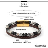 Double Layer Natural Stone Leather Punk Rock Bracelet