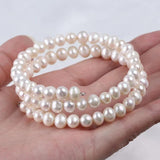 6-7mm Potato Shape Freshwater Pearl Bangle Bracelet
