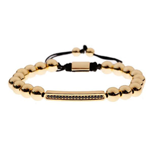 Skeleton Head Beads Bracelet with Pave Zircon Charm