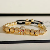 Skeleton Head Beads Bracelet with Pave Zircon Charm
