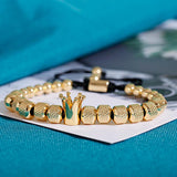Skeleton Head Beads Bracelet with Pave Zircon Charm