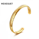 8MM Stainless Steel Cuff Open Wheat Bangle Bracelet for Women