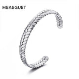 8MM Stainless Steel Cuff Open Wheat Bangle Bracelet for Women