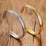 8MM Stainless Steel Cuff Open Wheat Bangle Bracelet for Women