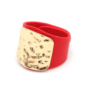 Red Leather Wide Jewelry Punk Style Wrist Bracelet Couple Style