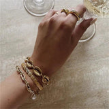 Youthway Stainless Steel Open Charm Bracelet Waterproof Golden Wrist Jewelry