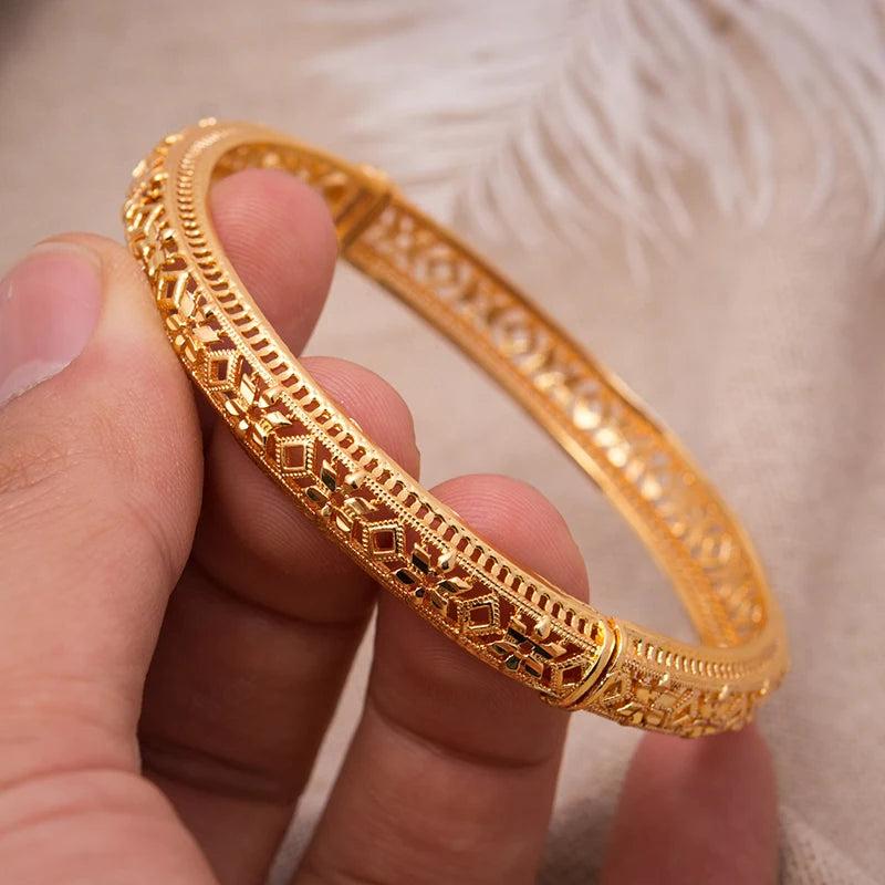 24K Dubai Bracelets Bangles Women Girl Wedding Copper Bride Bangle