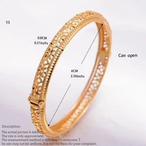 24K Dubai Bracelets Bangles Women Girl Wedding Copper Bride Bangle