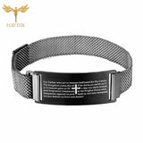 Christian Cross Bracelet with Bible Letter Words Stainless Steel Magnetic Cuff