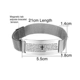 Christian Cross Bracelet with Bible Letter Words Stainless Steel Magnetic Cuff