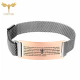 Christian Cross Bracelet with Bible Letter Words Stainless Steel Magnetic Cuff
