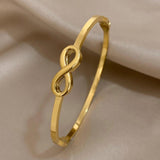316L Stainless Steel 8 Shape Pave Opening Cuff Bracelet Gift