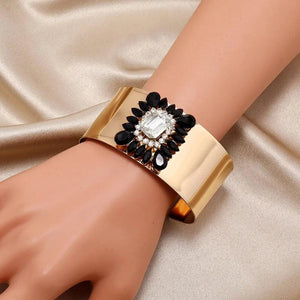 Cuban Vintage Punk Crystal Cuff Bracelet Bangle For Women