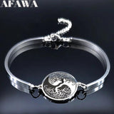 Gossip Tree of Life Stainless Steel Bangles Bracelets Women Silver B1763S07