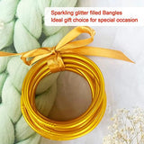 5PCS Glitter Jelly Bangles Set Women Silicone Charm Bangle Jewelry
