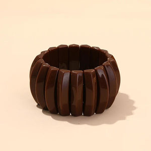 Colorful Beads Strand Bracelet Elastic Resin Cuff Bangle for Women Girls
