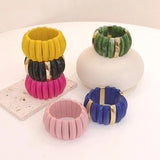 Colorful Beads Strand Bracelet Elastic Resin Cuff Bangle for Women Girls