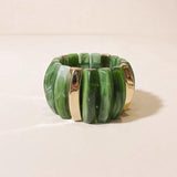 Colorful Beads Strand Bracelet Elastic Resin Cuff Bangle for Women Girls
