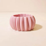 Colorful Beads Strand Bracelet Elastic Resin Cuff Bangle for Women Girls
