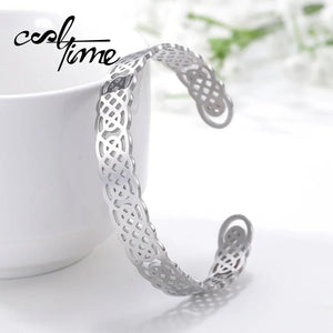 Stainless Steel Geometric Knot Cuff Bracelet Hand Jewelry