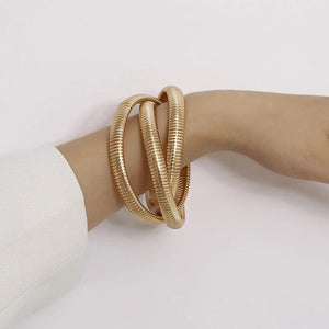 Three Wide Metal Cross Bracelet Punk Style Alloy Bracelet For Women Girl
