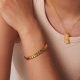 Youthway Cuban Chain Bracelet 18K PVD Plated Textured Jewelry for Women