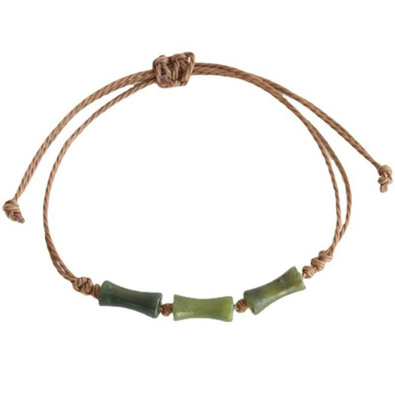 Woven Rope Chinese Bamboo Jade Bracelet for Women