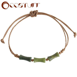 Woven Rope Chinese Bamboo Jade Bracelet for Women