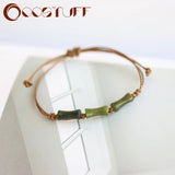 Woven Rope Chinese Bamboo Jade Bracelet for Women