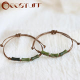 Woven Rope Chinese Bamboo Jade Bracelet for Women