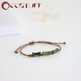 Woven Rope Chinese Bamboo Jade Bracelet for Women