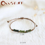 Woven Rope Chinese Bamboo Jade Bracelet for Women