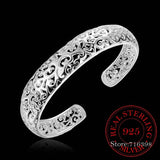 Ethnic Hollow Flowers Bangles for Women Sliver Love