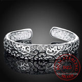 Ethnic Hollow Flowers Bangles for Women Sliver Love