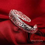 Ethnic Hollow Flowers Bangles for Women Sliver Love