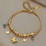 316 SS Turquoise Butterfly Star Tassel Chain Bracelet Women Wedding Beach