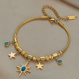 316 SS Turquoise Butterfly Star Tassel Chain Bracelet Women Wedding Beach