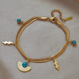 316 SS Turquoise Butterfly Star Tassel Chain Bracelet Women Wedding Beach