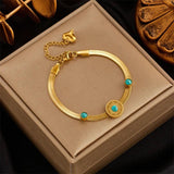 316 SS Green Stone Heart Tassel Multilayer Bracelet Wedding Jewelry