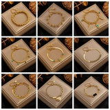 316 SS Green Stone Heart Tassel Multilayer Bracelet Wedding Jewelry