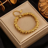 316 SS Green Stone Heart Tassel Multilayer Bracelet Wedding Jewelry