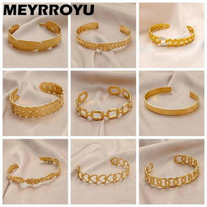 316 Stainless Steel Leaves Link Chain Charm Bangle Bracelet for Women