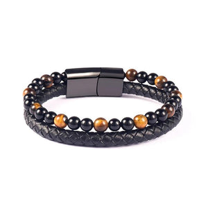 Tiger Eye Braided Leather Bracelet Men's Jewelry Gift