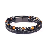 Tiger Eye Braided Leather Bracelet Men's Jewelry Gift
