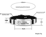 Medical Alert ID Bracelet Type 1/2 Diabetes PACEMAKER Wristband
